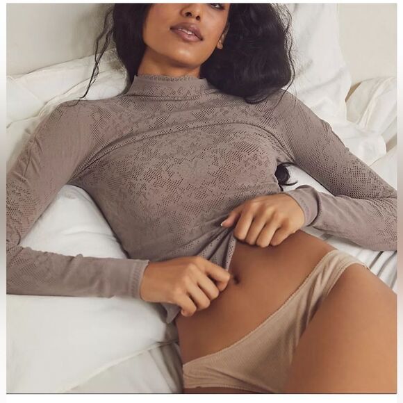 Free People | Intimately Note To Self Long Sleeve Smoked Truffle M/L - Picture 1 of 4